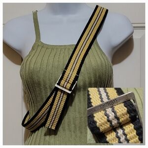 nick(it) Double Ring Buckle Webbed Striped Color Block Belt